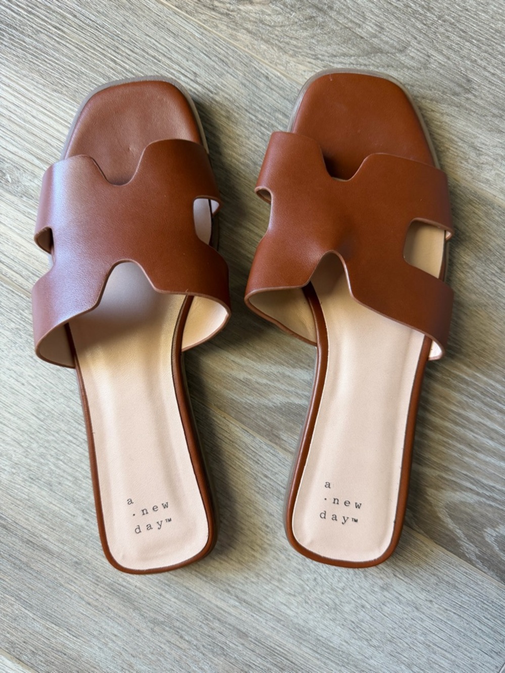 a new day Brown Cutout Slide Sandals